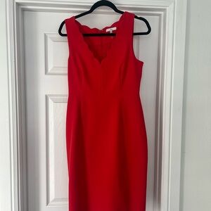 Boutique Red Scalloped Dress
